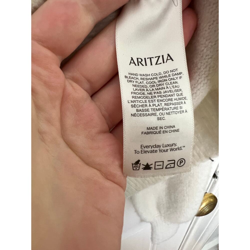 Aritzia Wilfred SoftSpoke Dear Wrap Sweater White Cashmere Blend Women's M FLAW - Picture 7 of 15